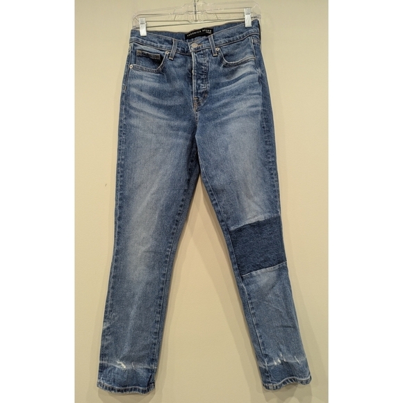 Veronica Beard Ryleigh High Rise Slim Straight Patched Jeans Size 2 - Picture 1 of 7